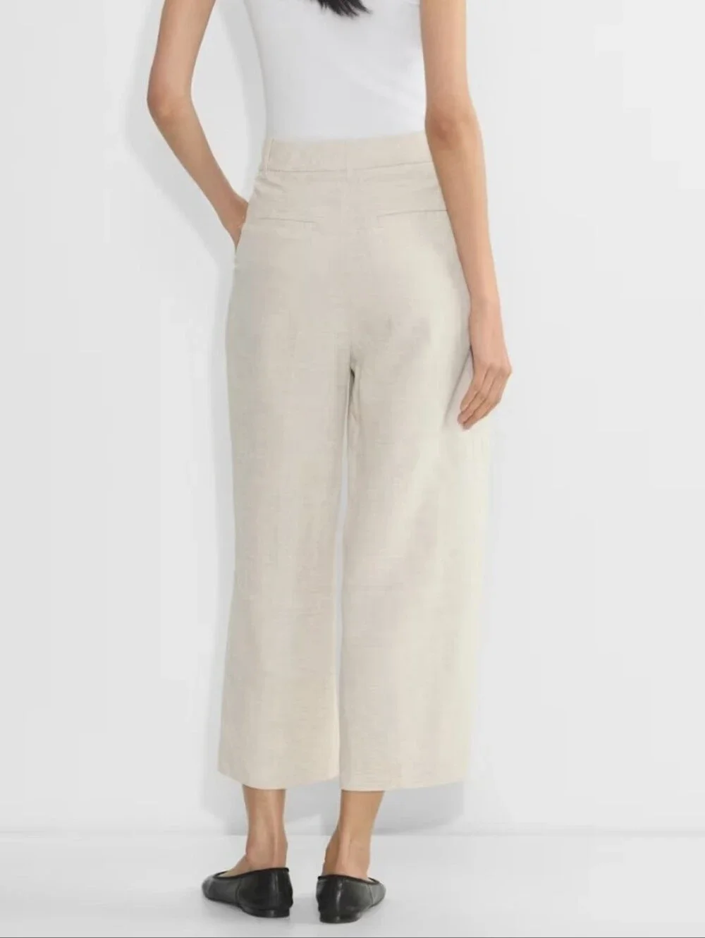ARITZIA WILFRED THE EFFORTLESS PANT CROPPED ECRU CRUISE LINEN SIZE 2